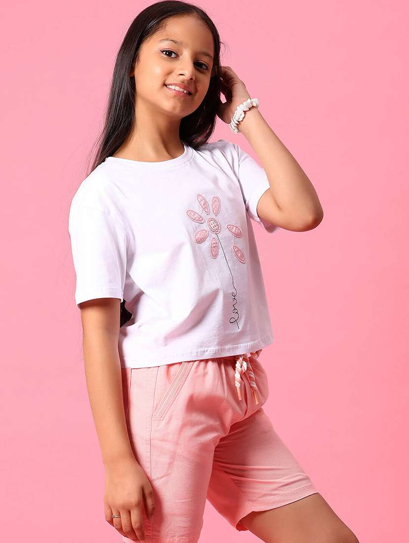 girls front print round neck t-shirt - 21951580 -  Standard Image - 3