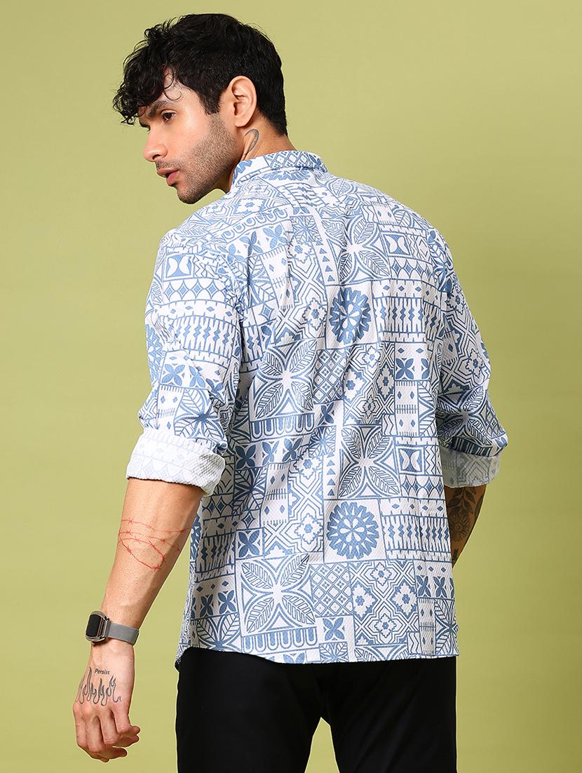 men printed long sleeve regular fit casual shirt - 21951595 - Standard Image - 3
