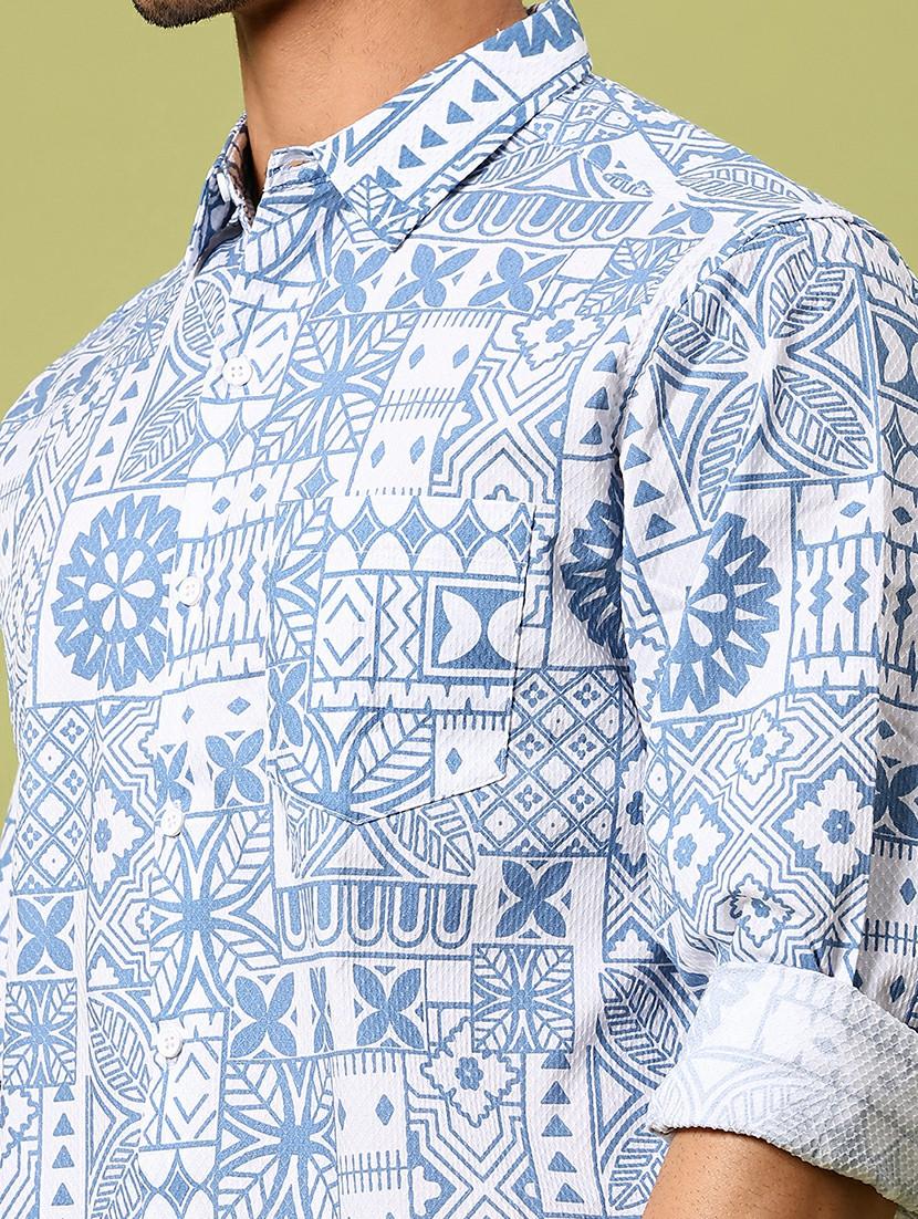 men printed long sleeve regular fit casual shirt - 21951595 - Standard Image - 5