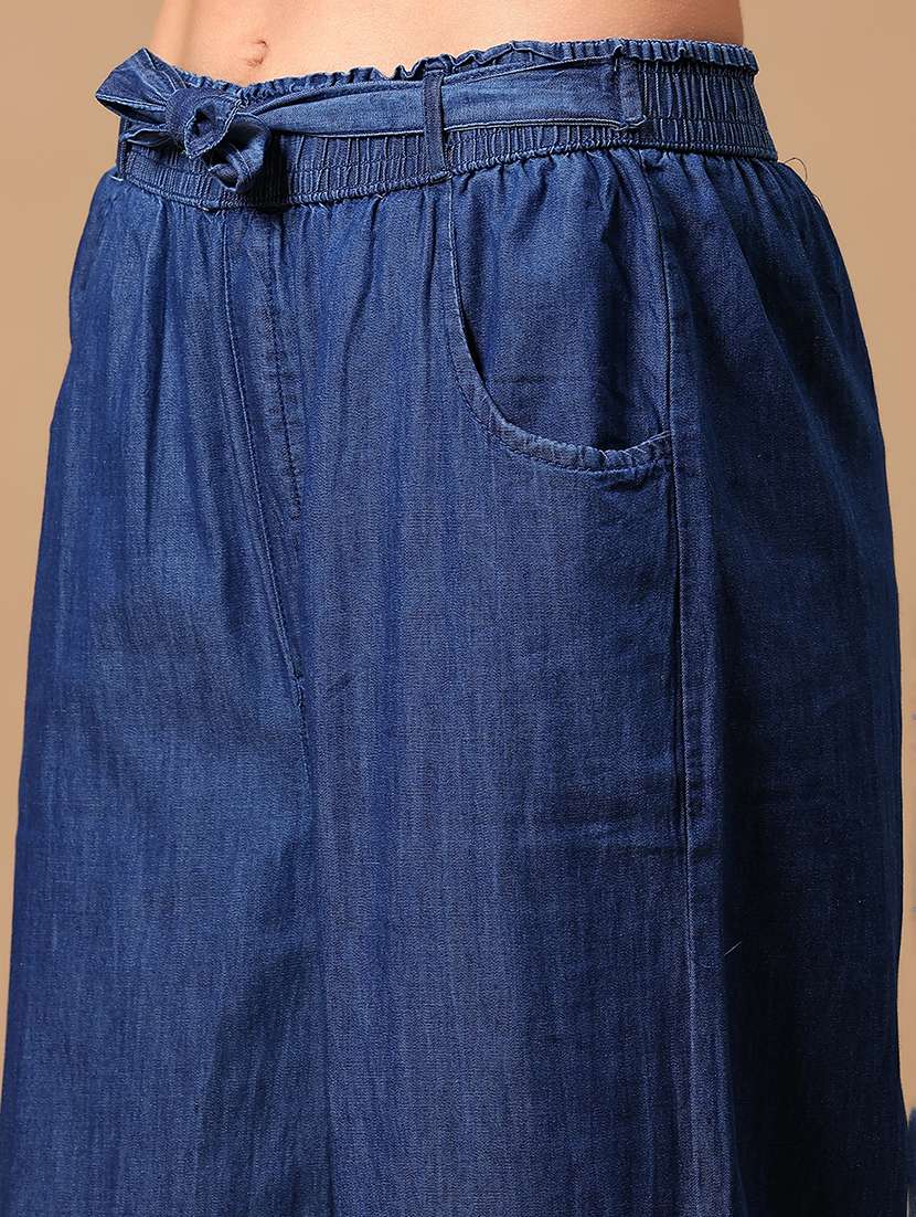 women solid mid rise wide leg trouser - 21951608 - Standard Image - 5