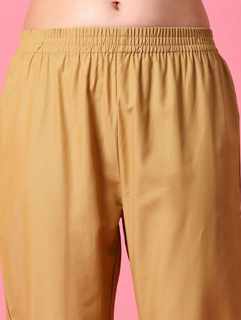 women beige solid mid rise tapered pant - 21951618 -  Standard Image - 5