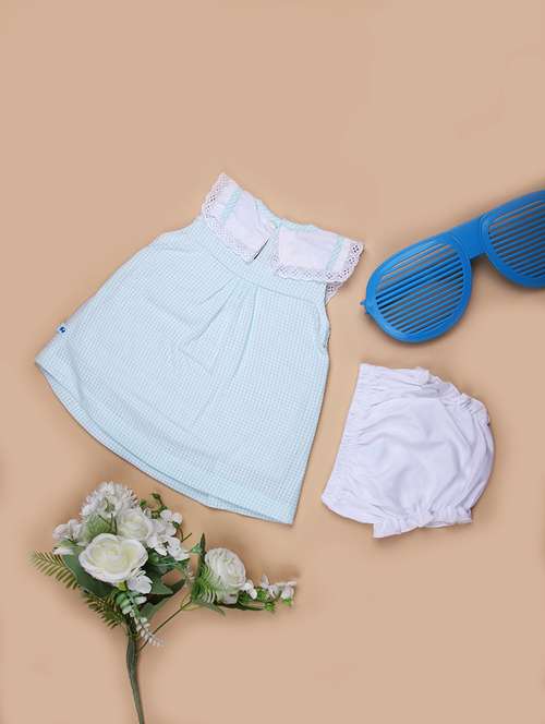 kids checkered round neck frock with bloomer - 21951626 -  Standard Image - 0