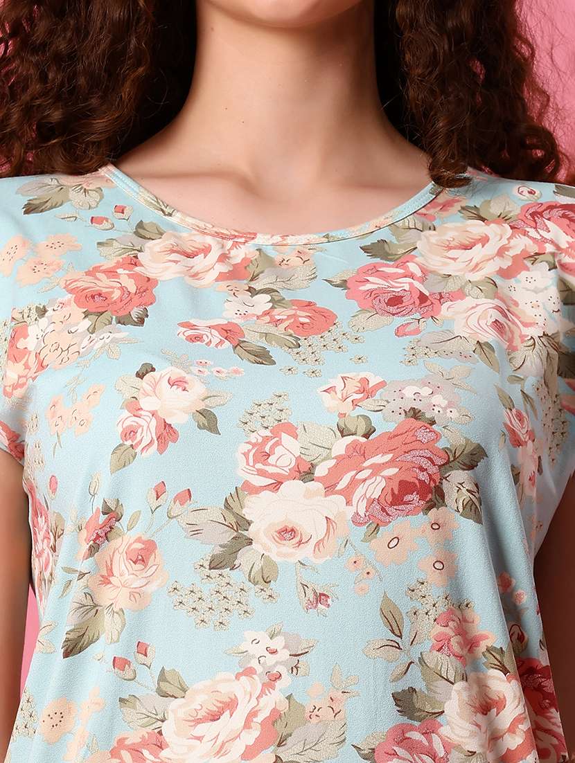 women light blue floral print short sleeve sleepshirt - 21951627 -  Standard Image - 5