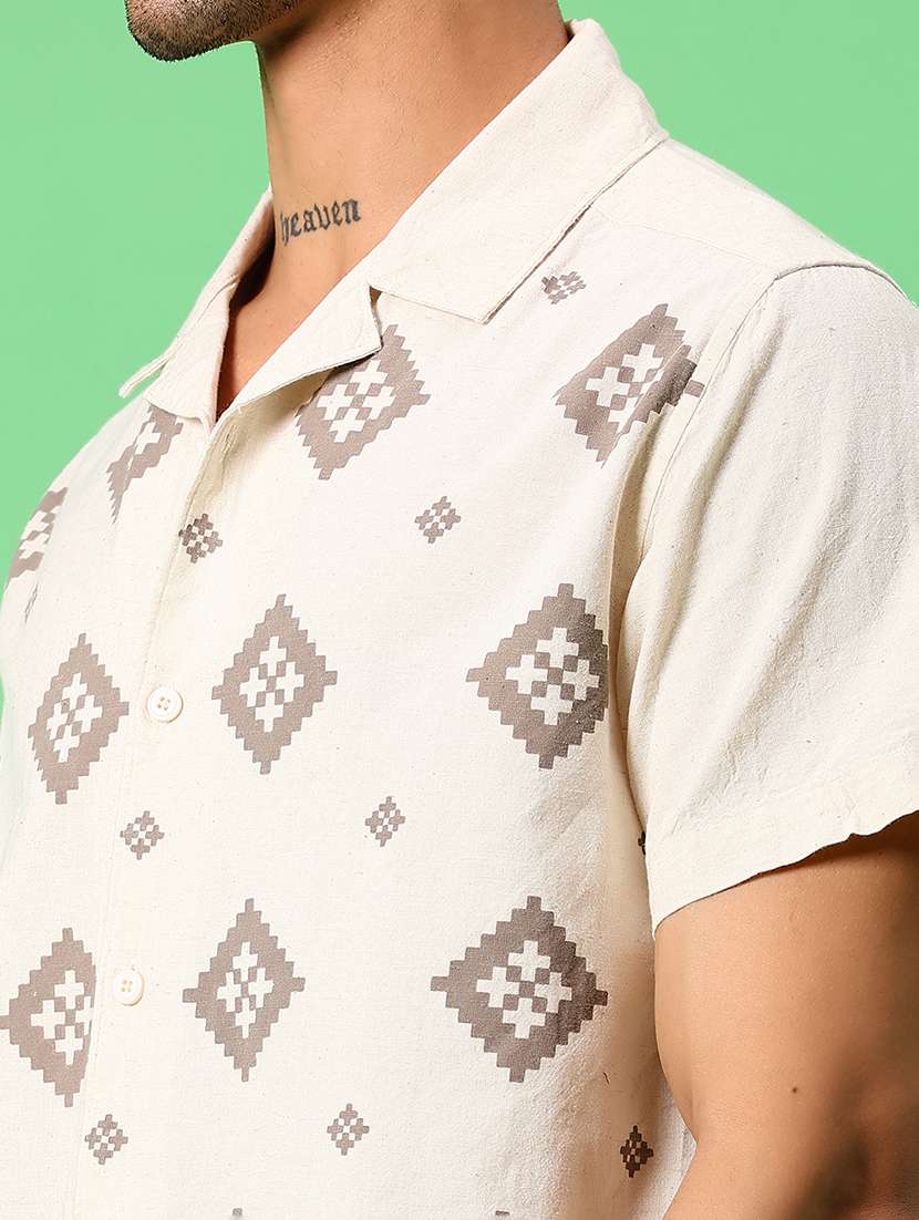 men geometric printed short sleeve casual shirt - 21951630 -  Standard Image - 5