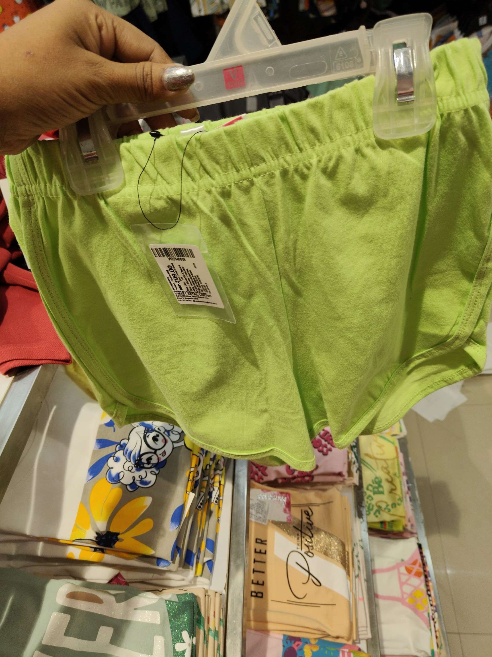 light green cotton single jersey shorts and threefourth - 21951653 -  Zoom Image - 0