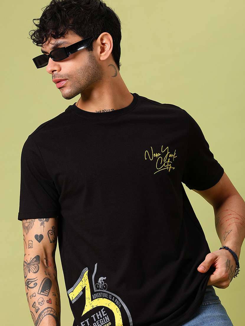 men placement print short sleeve regular fit t-shirt
