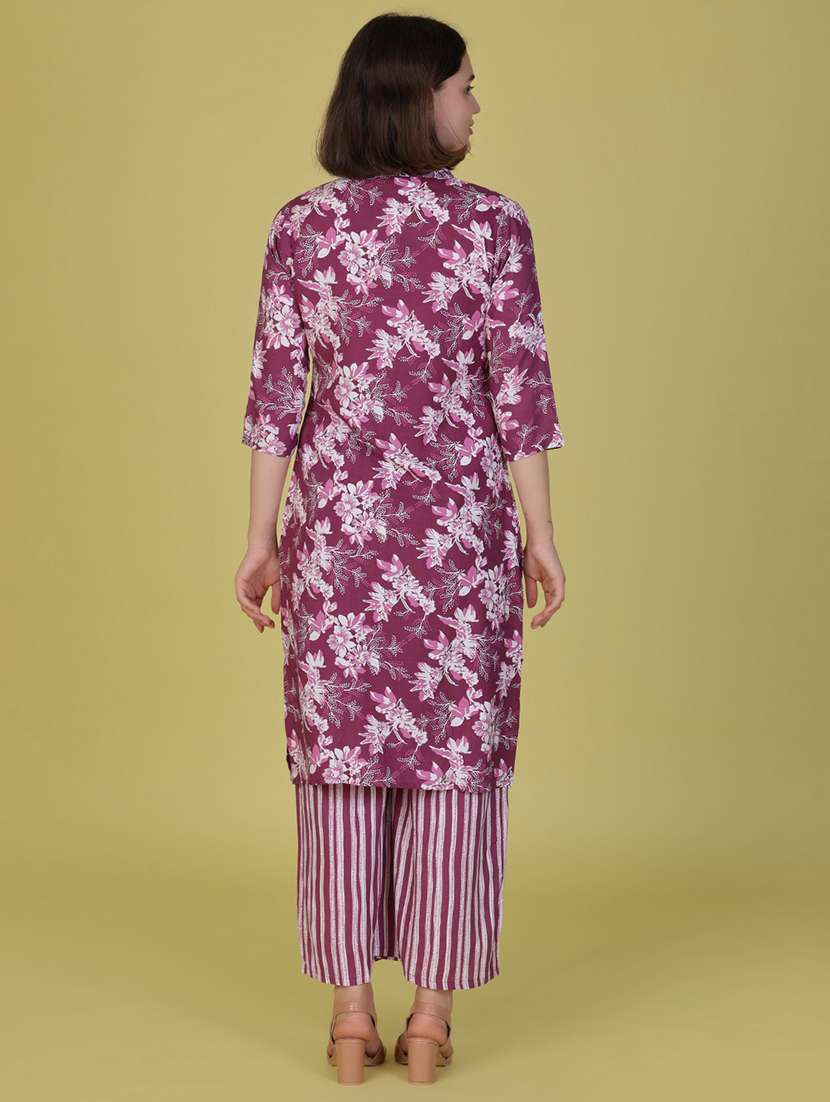 women printed kurta and palazzo set - 21951662 -  Standard Image - 3