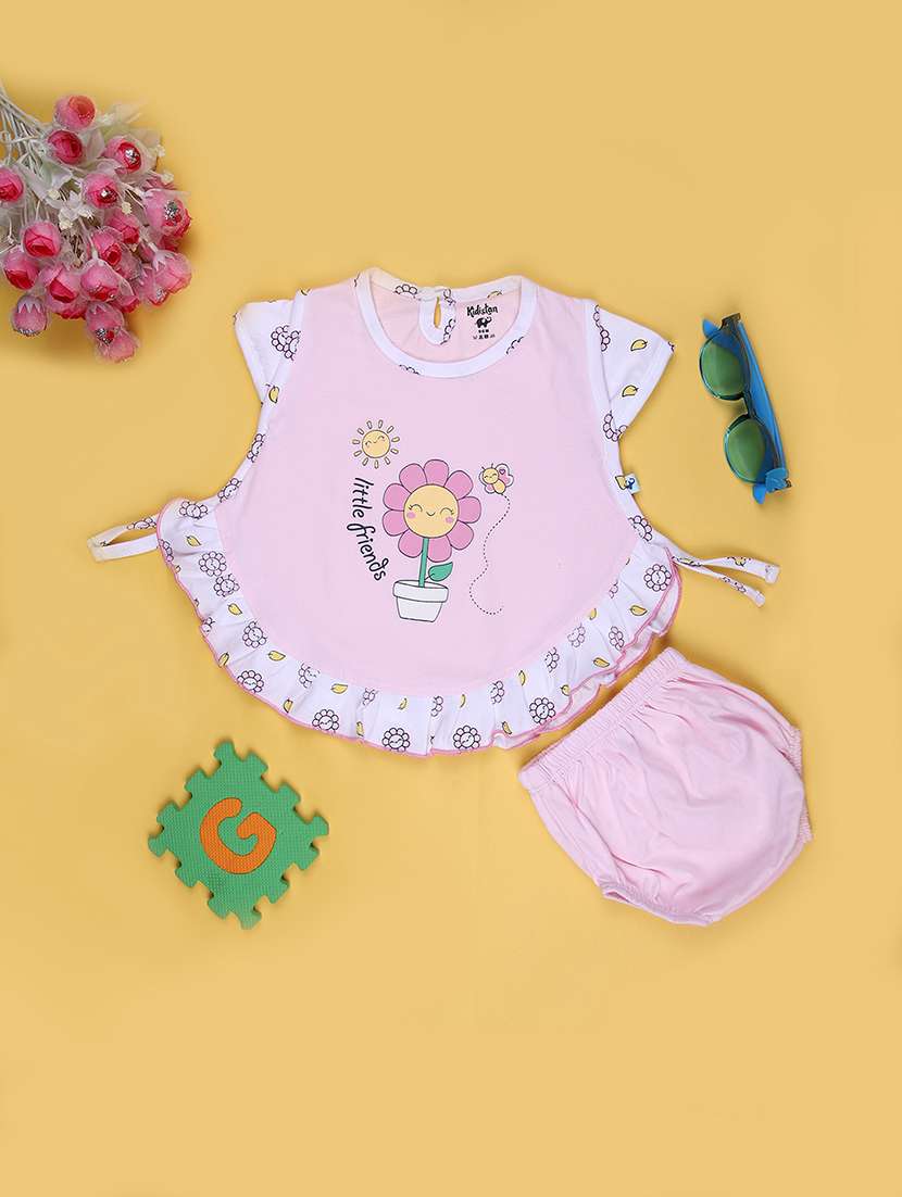 kids printed round neck frock with bloomer - 21951671 -  Zoom Image - 0