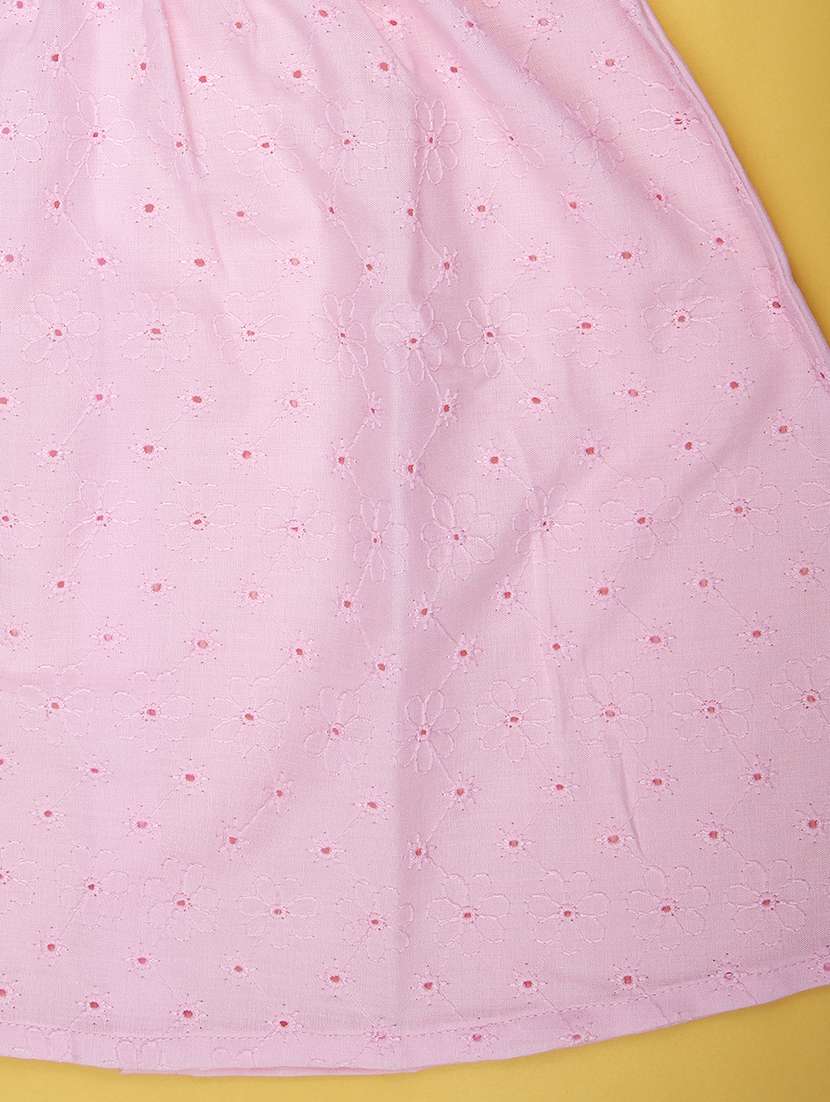 kids solid with work round neck frock - 21951725 -  Standard Image - 3