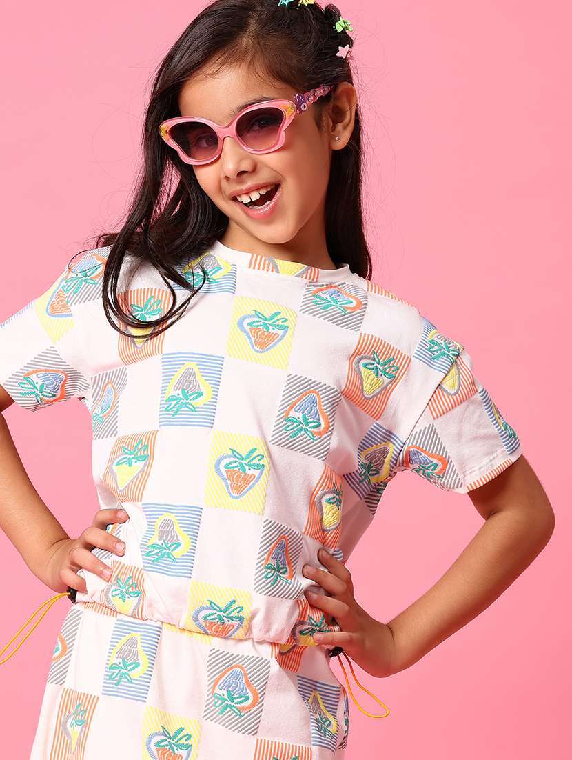 girls printed top and skirt co-ord set