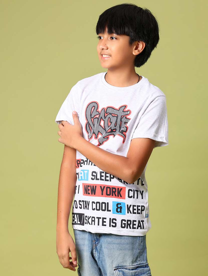 boys front print round neck t-shirt - 21951736 -  Standard Image - 5