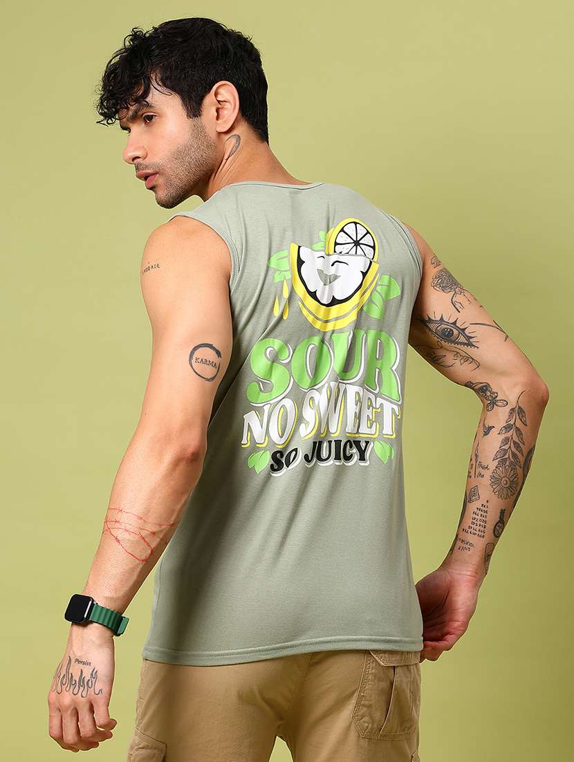 men front & back print round neck slim fit t-shirt