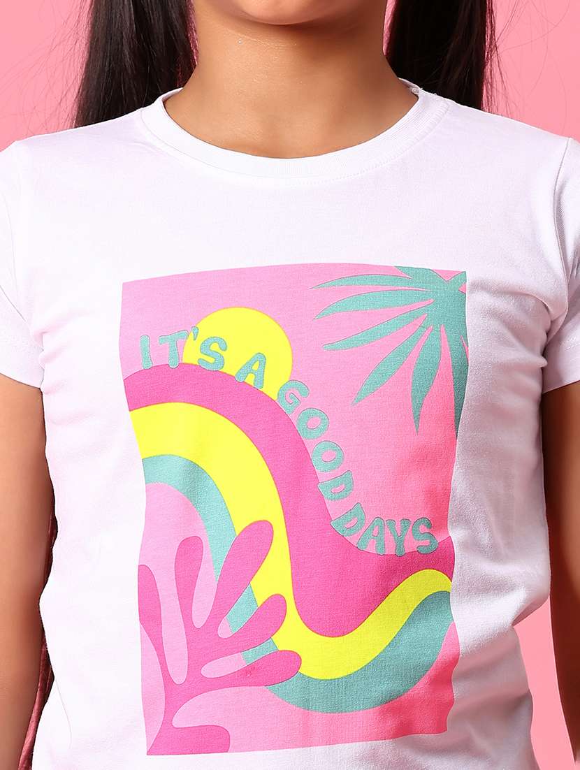 girls front print round neck tees - 21951756 -  Standard Image - 5