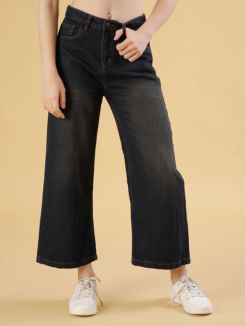 women solid mid rise wide leg jean - 21951843 -  Zoom Image - 0