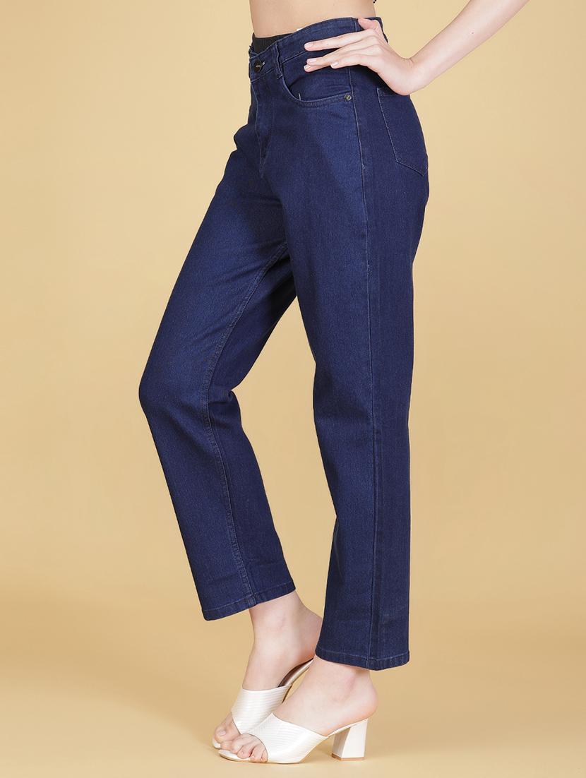 women solid high rise straight fit jean - 21951844 - Standard Image - 3
