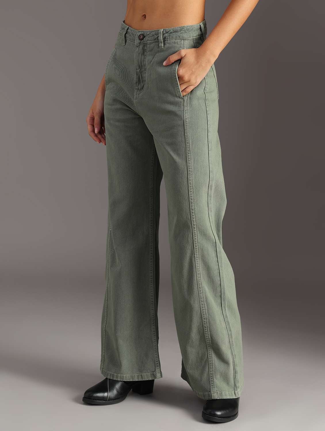 women solid mid rise wide leg jean - 21951863 -  Standard Image - 5