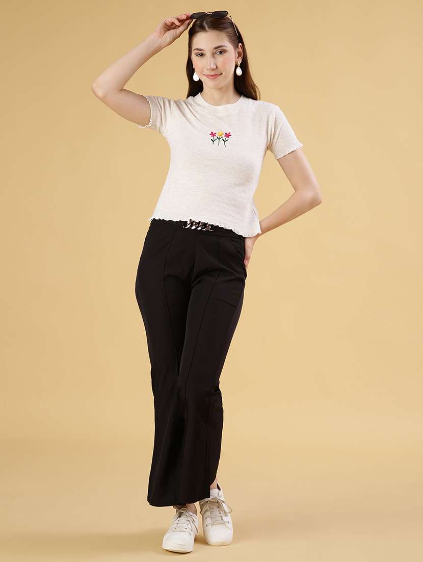 women solid with work short sleeve t-shirt - 21951898 - Standard Image - 5