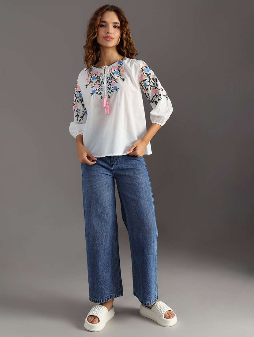 women embroidered puff sleeve regular top - 21952063 -  Standard Image - 5