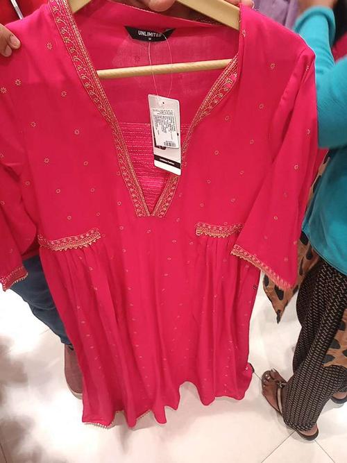 fuchsia rayon kurta - 21952090 -  Standard Image - 0
