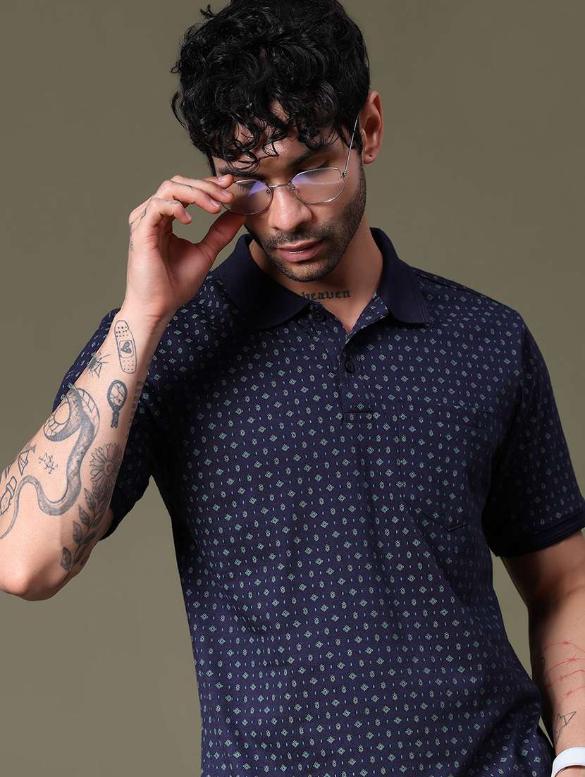 men printed short sleeve regular fit polo t-shirt