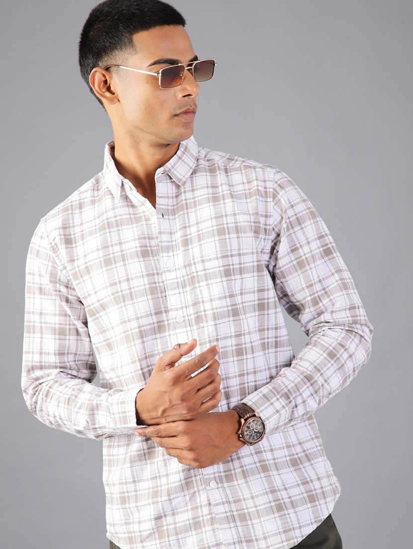men checkered collared long sleeve shirt