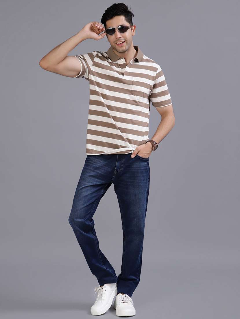 men striped short sleeve regular fit polo t-shirt - 21952346 -  Standard Image - 3