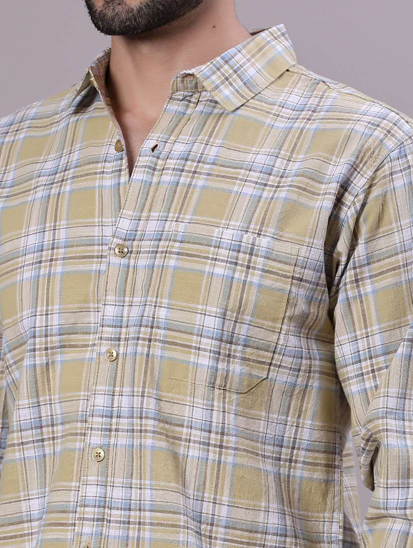 men checkered collared long sleeve shirt - 21952356 -  Standard Image - 3
