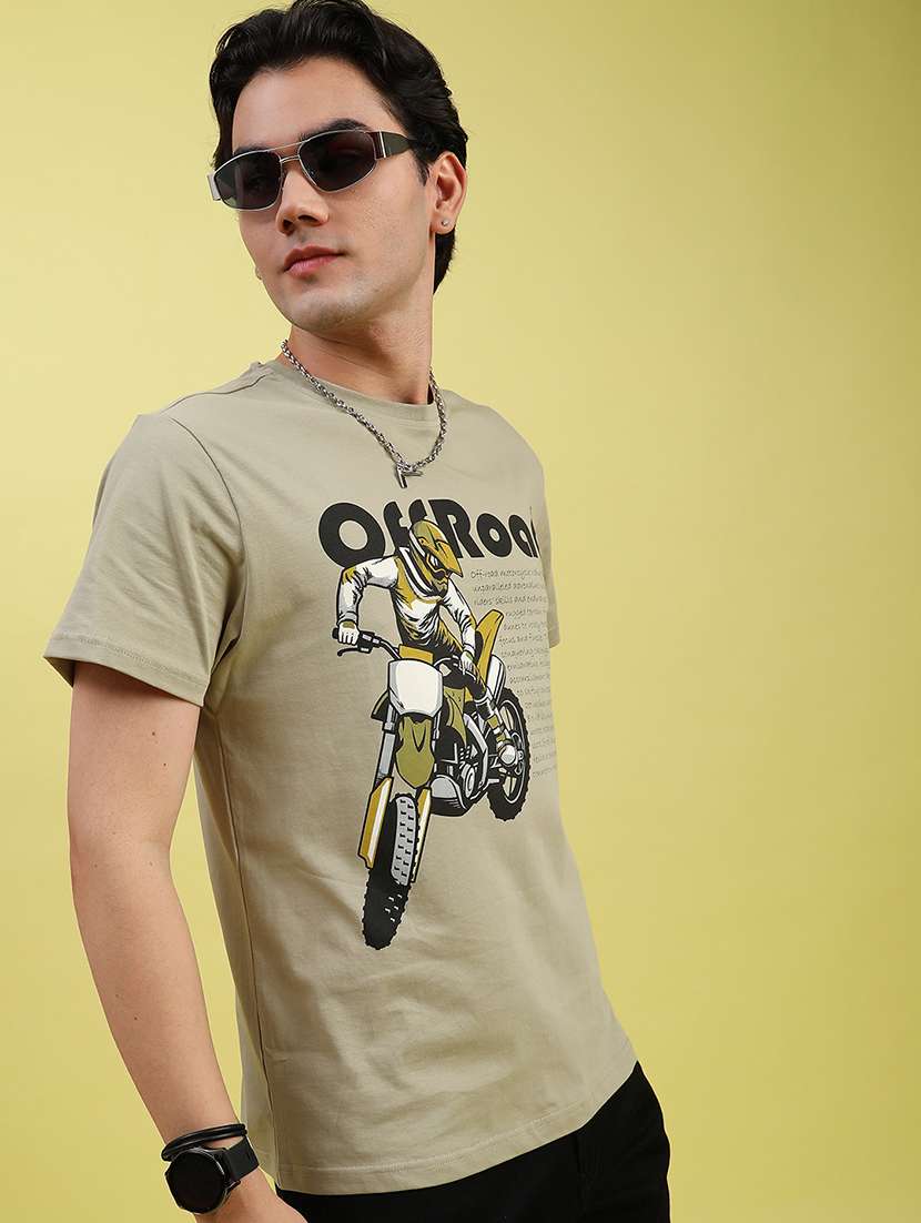 men front print round neck regular fit t-shirt - 21952379 - Zoom Image - 0