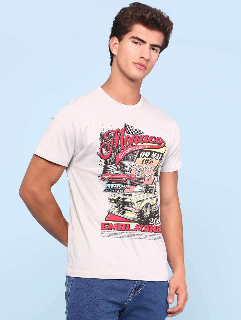 mens grey cotton blend plain t-shirt - 21952392 -  Standard Image - 3