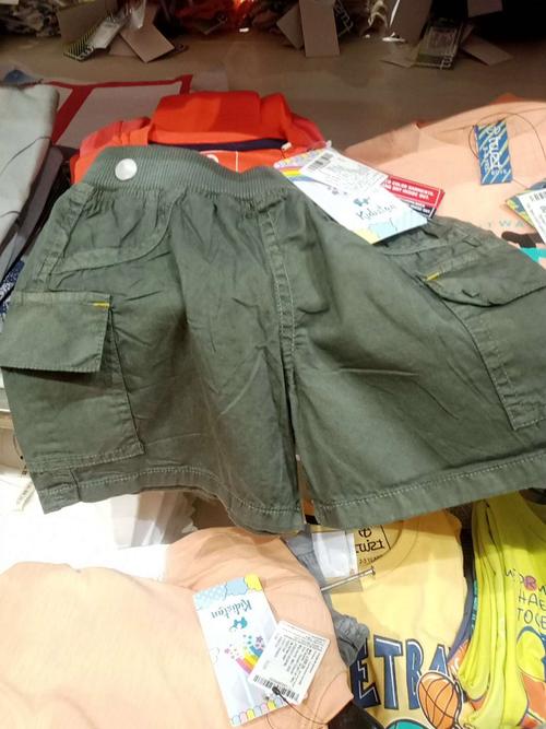 olive twill shorts & three fourth - 21953545 - Standard Image - 0
