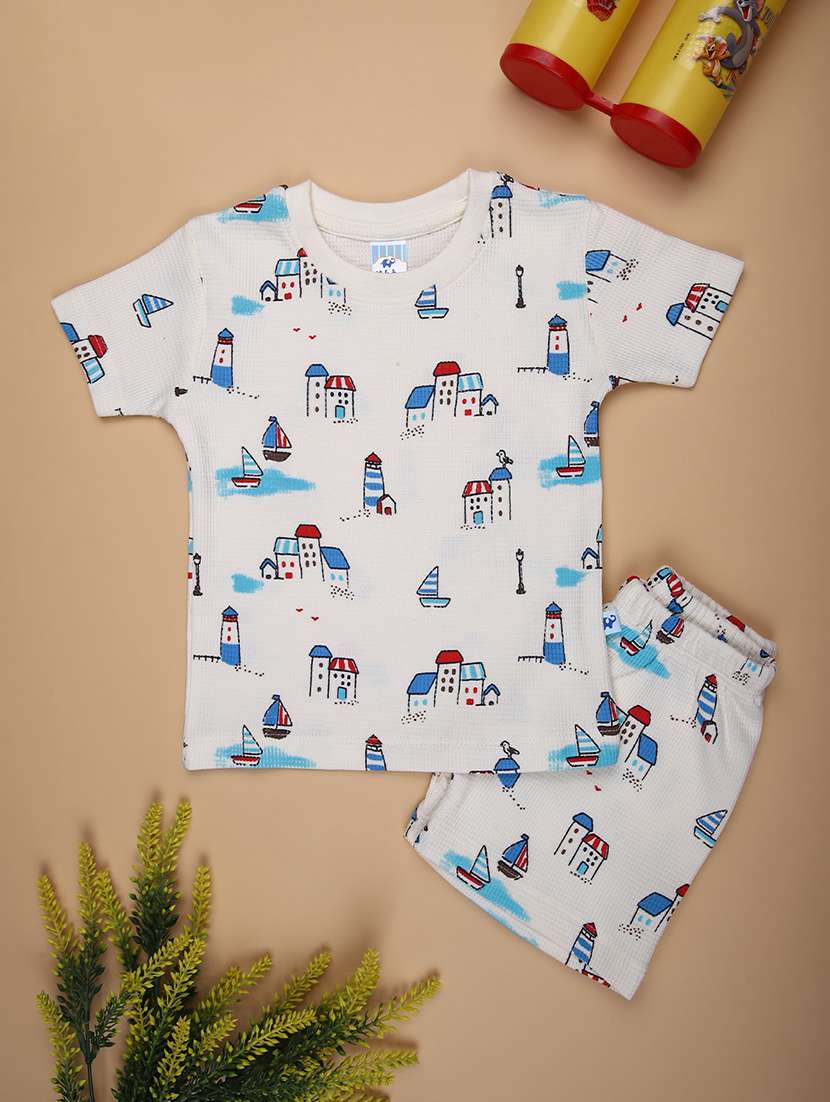 boys printed shirt & shorts co-ords set