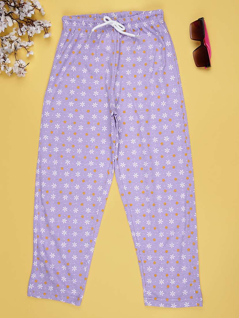 girls printed mid rise pyjama