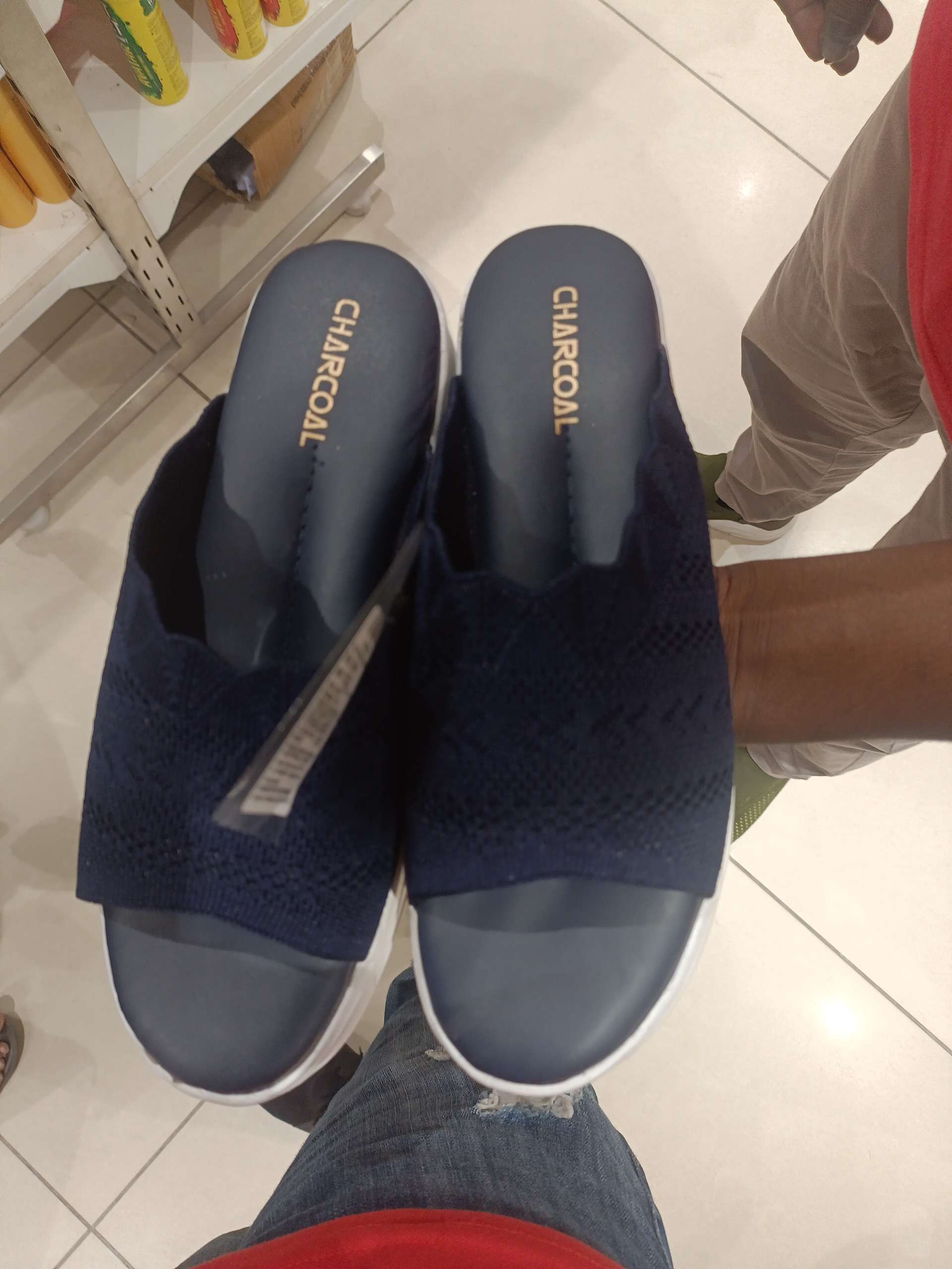 navy blue pu (polyurethane) flip flops - 21953761 - Zoom Image - 0