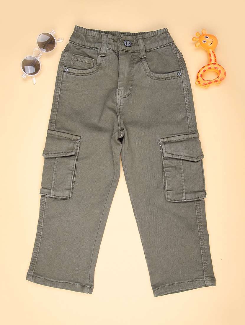 boys solid mid rise cargo