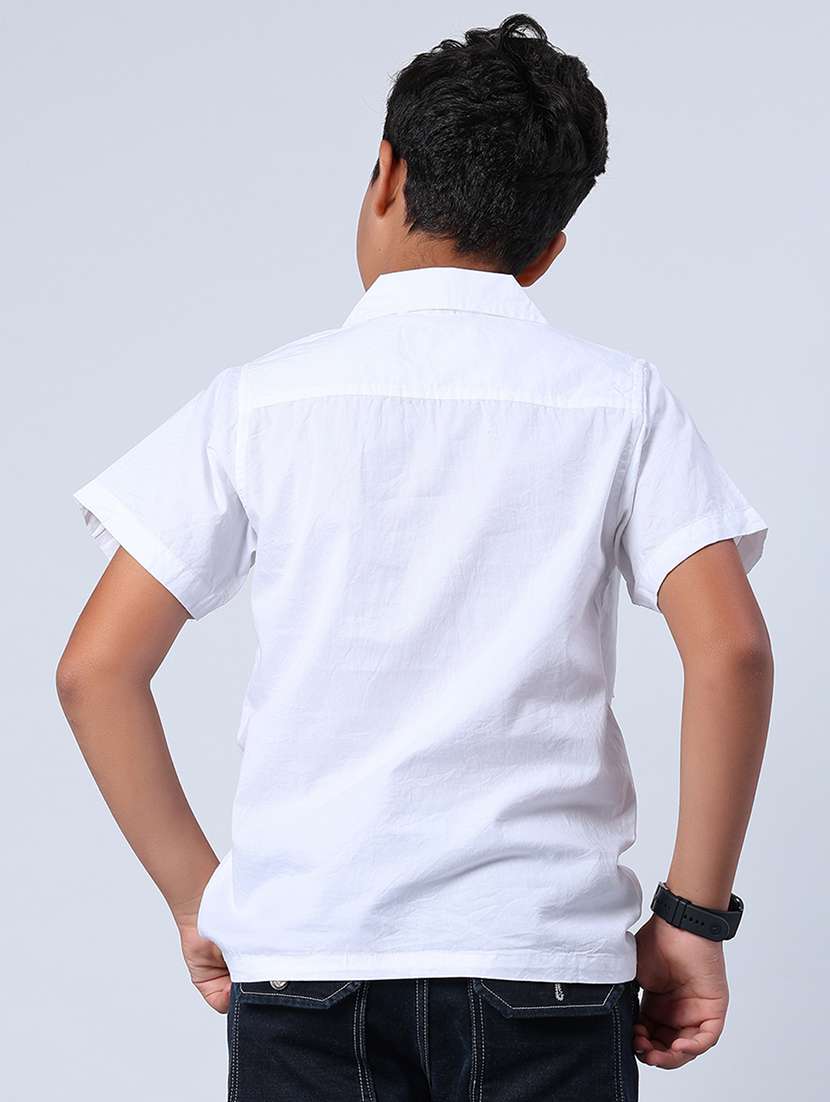 boys solid cuban collar short sleeve shirt - 21953868 -  Standard Image - 3