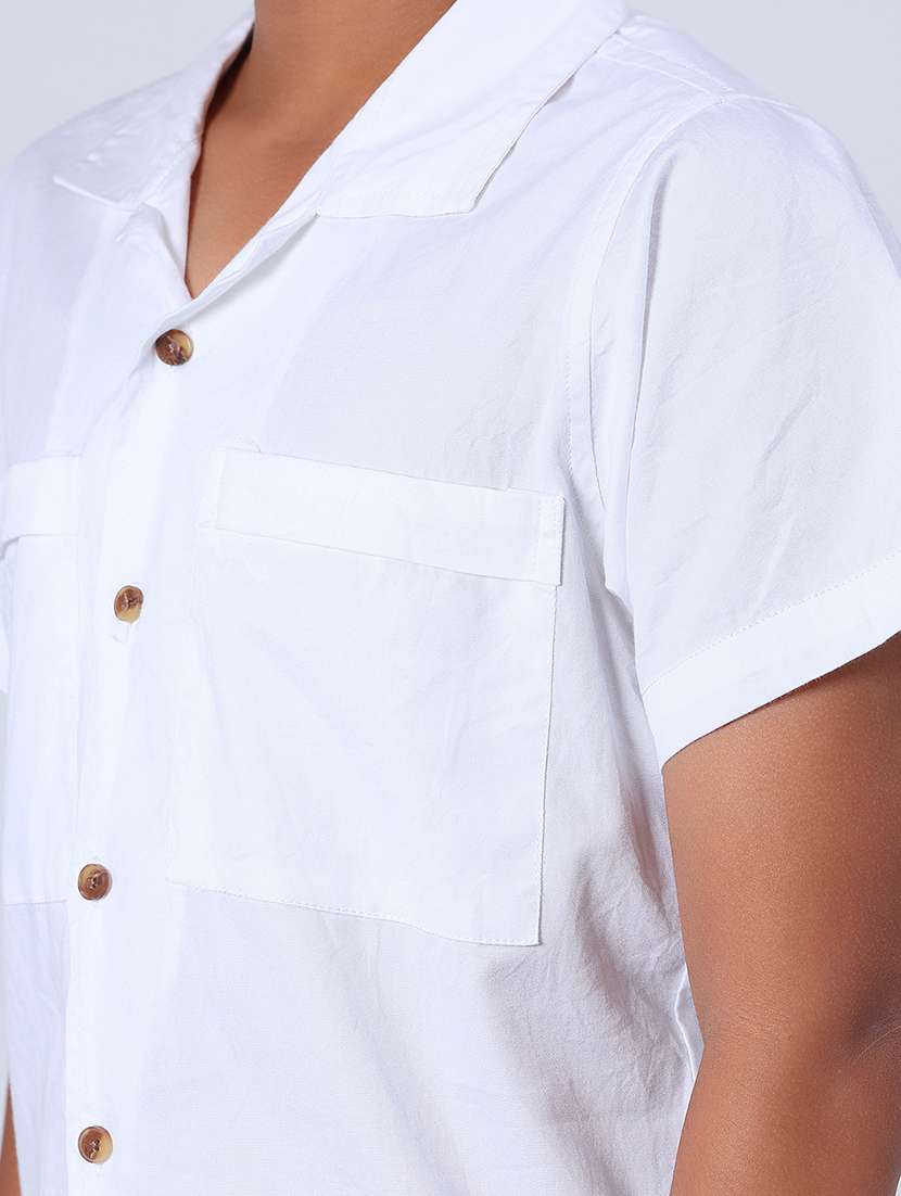 boys solid cuban collar short sleeve shirt - 21953868 -  Standard Image - 5