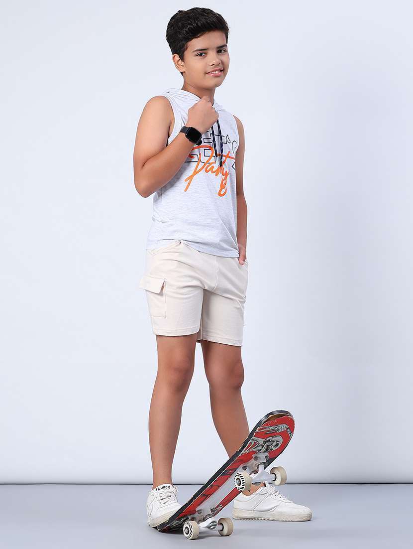 boys solid mid rise cargo shorts  - 21953873 -  Standard Image - 3