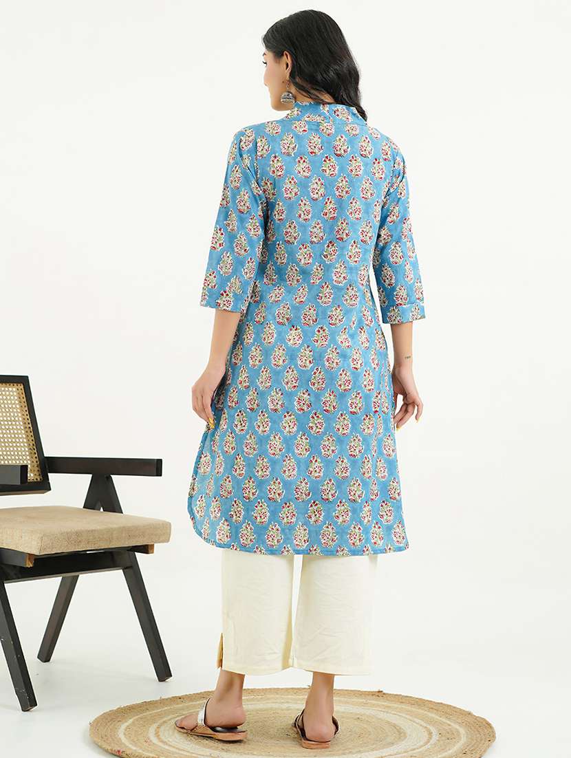 women floral printed v neck a-line kurta - 21954040 -  Standard Image - 3