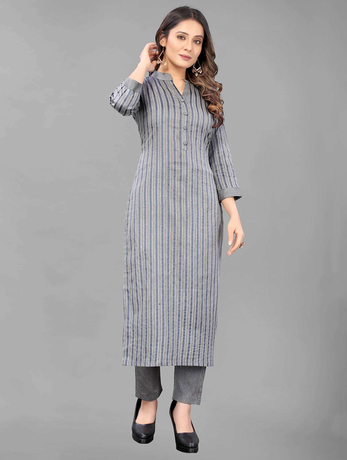women three quarter sleeve kurta pant set