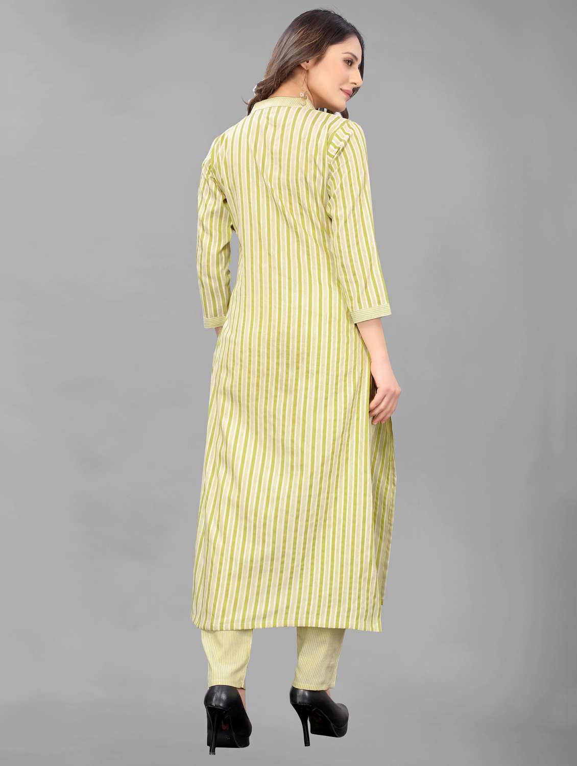 women three quarter sleeve kurta pant set - 21954062 -  Standard Image - 3