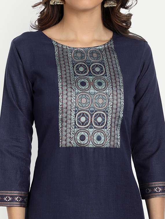 women three quarter sleeve kurta palazzo with dupatta set - 21954065 -  Standard Image - 5