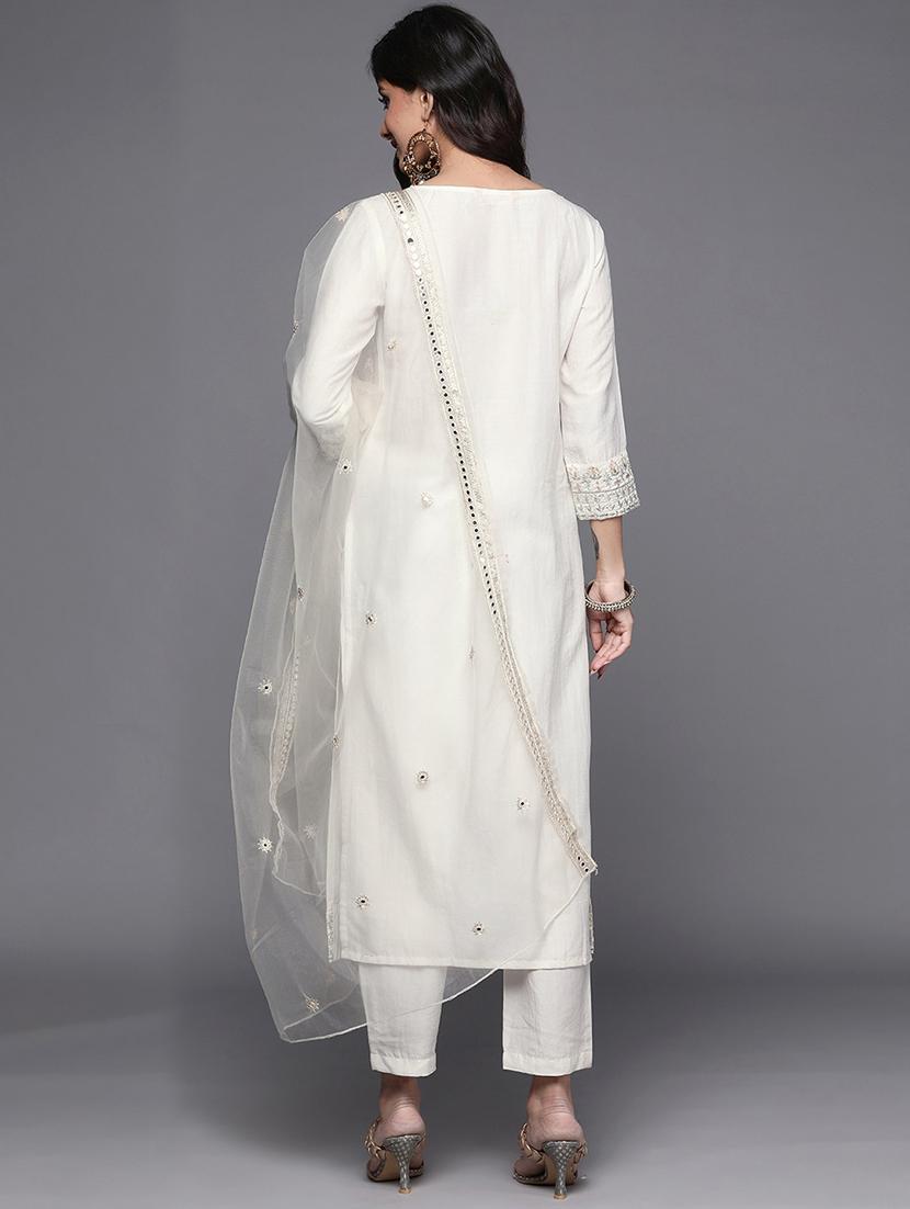 women three quarter sleeve kurta pant with dupatta set - 21954147 - Standard Image - 3