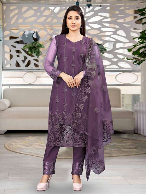 women three quarter sleeve kurta pant with dupatta set - 21954149 -  Standard Image - 0