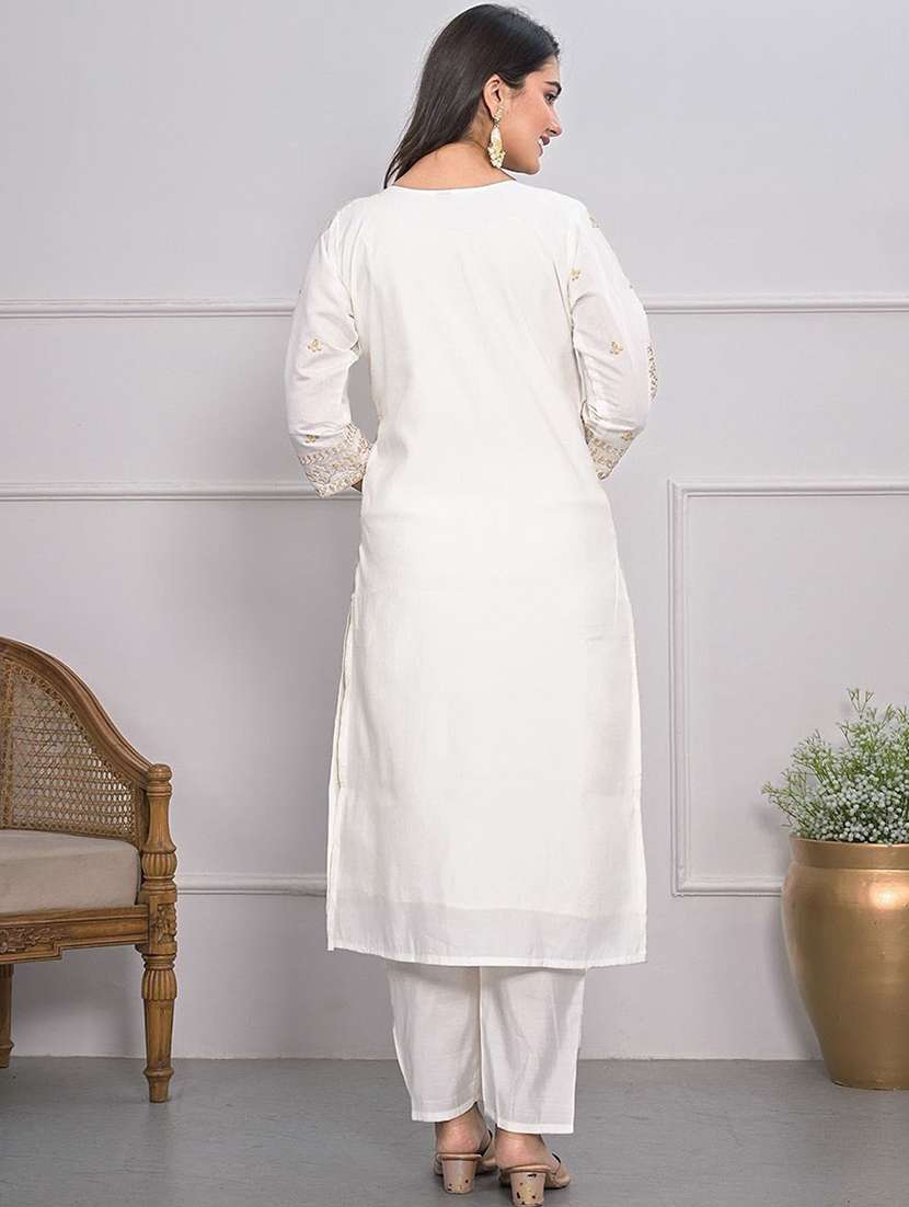 women three quarter sleeve kurta pant with dupatta set - 21954163 - Standard Image - 3