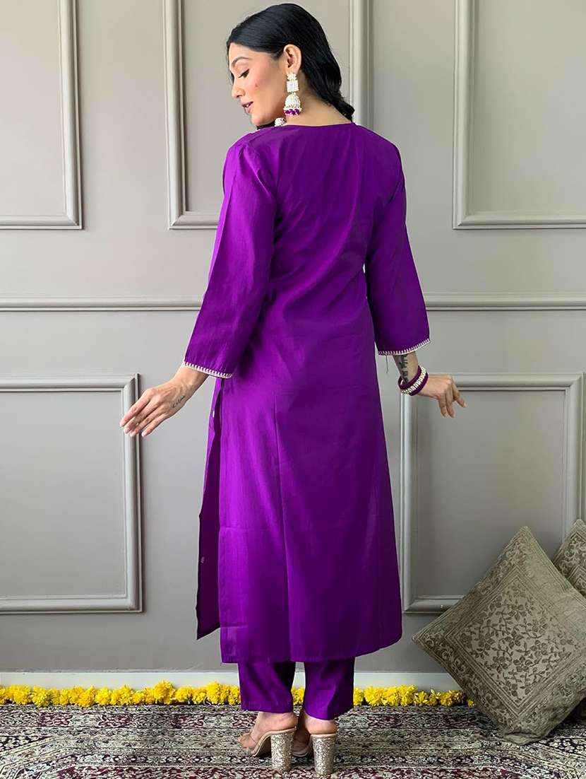 women three quarter sleeve kurta pant with dupatta set - 21954168 - Standard Image - 3