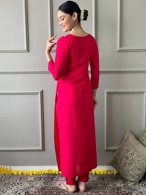 women three quarter sleeve kurta pant with dupatta set - 21954186 - Standard Image - 3