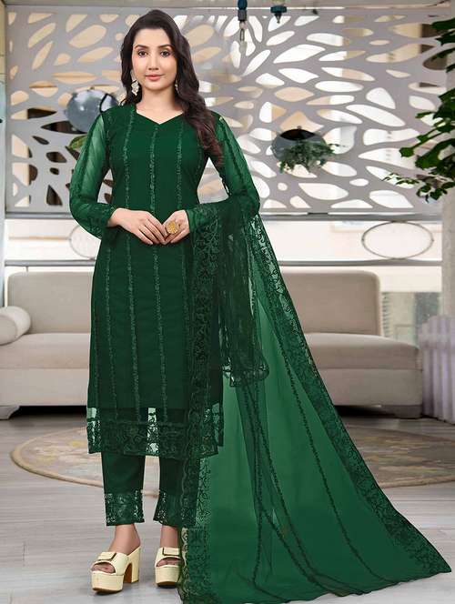 women embroidered long sleeve kurta pant with dupatta set - 21954191 -  Standard Image - 0