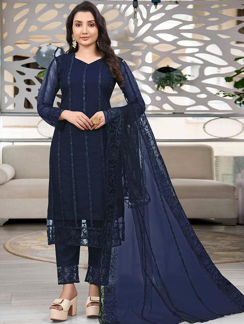 women embroidered long sleeve kurta pant with dupatta set - 21954193 - Standard Image - 0