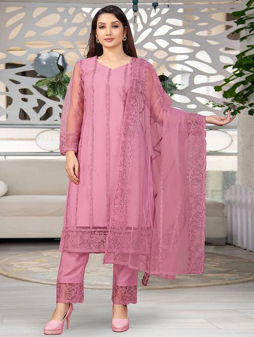 women embroidered long sleeve kurta pant with dupatta set - 21954194 -  Standard Image - 0