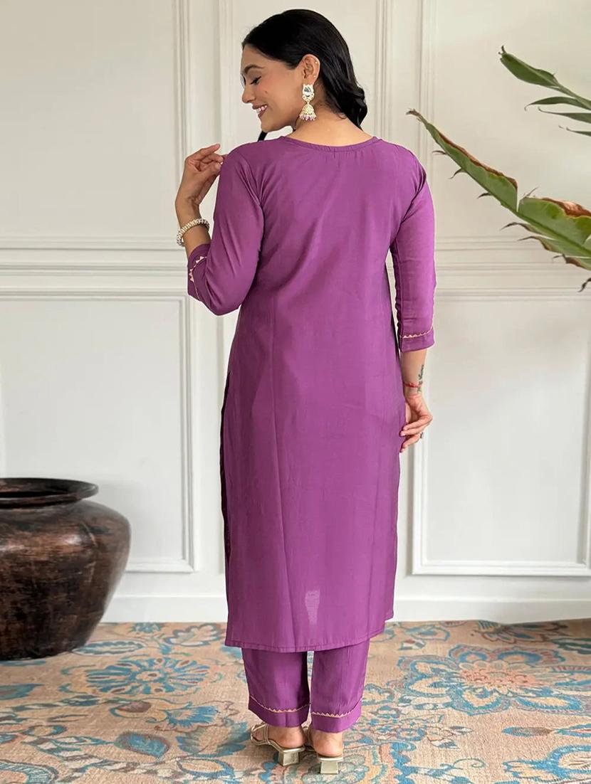 women three quarter sleeve kurta pant with dupatta set - 21954200 - Standard Image - 3